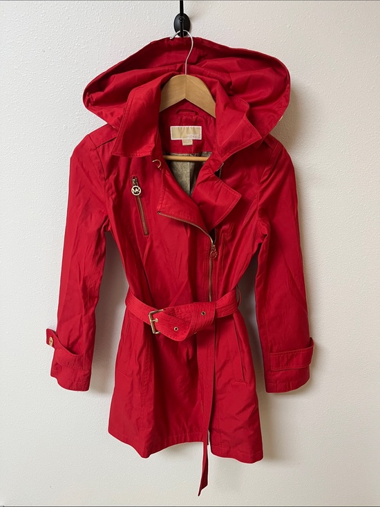 Michael Kors Jackets & Blazers - Michael Kors  Hooded Trench/rain Coat with Belt - Women's Jacket size Xs